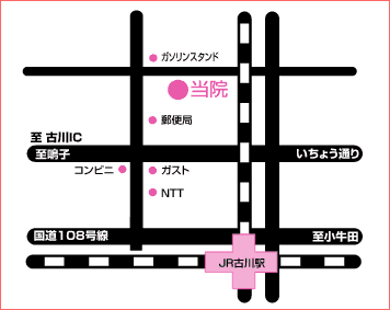 クリニック地図 仙台駅から新幹線で15分 クリニック地図 仙台駅から新幹線で15分