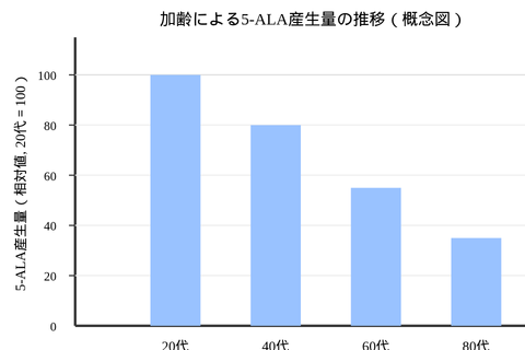 年齢別5-ALA産生量
