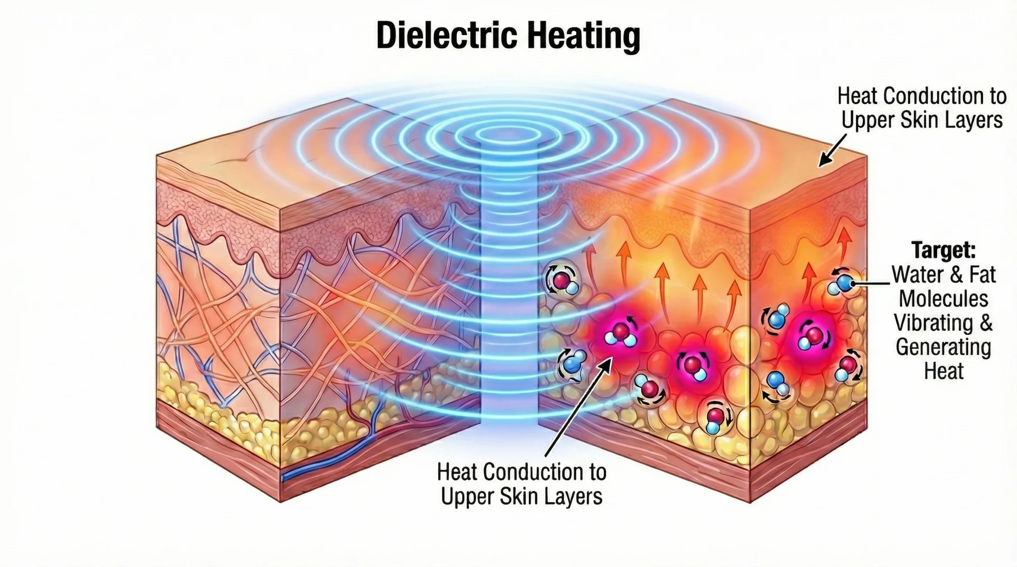 マイクロ波・誘電加熱のイメージ図